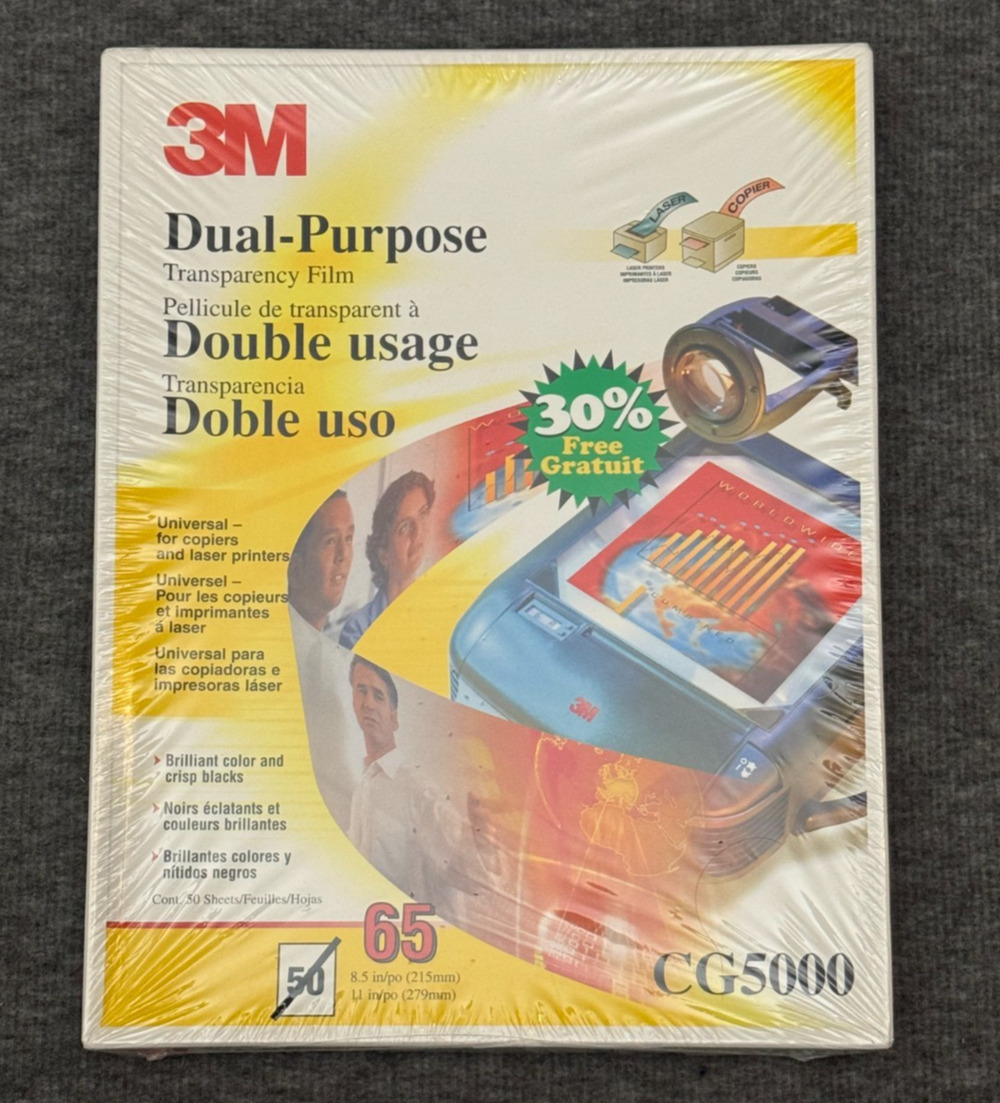 3M Multipurpose Transparency Film Clear 8.5x11” 65 Count Inkjet Laser Copier